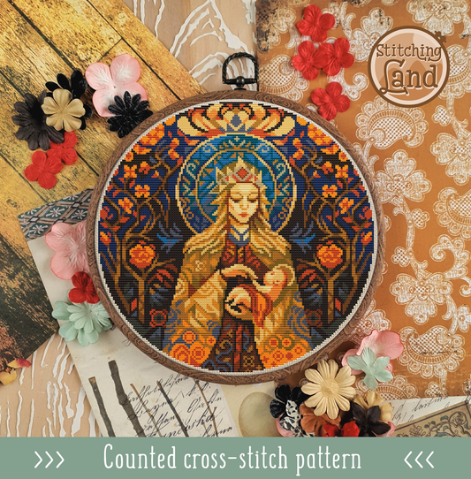 Madonna Of The Garden Cross Stitch Pattern