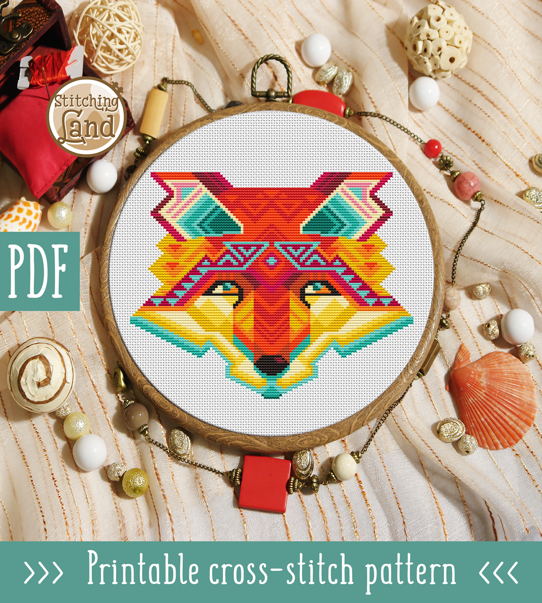 Fox Mandala Cross Stitch Pattern