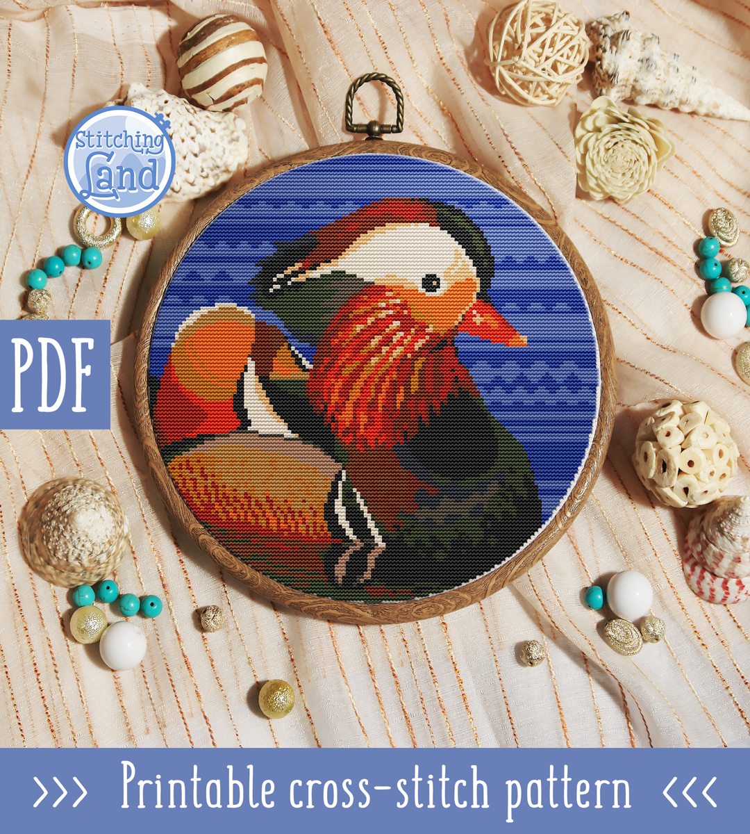 Mandarin Duck Cross Stitch Pattern