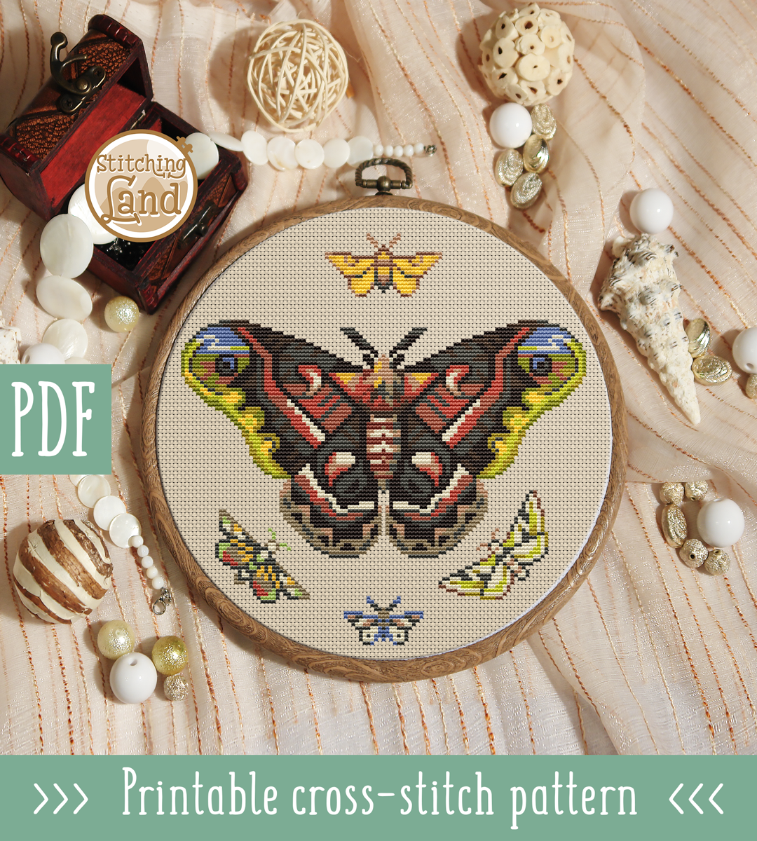 Moths II Cross Stitch Pattern