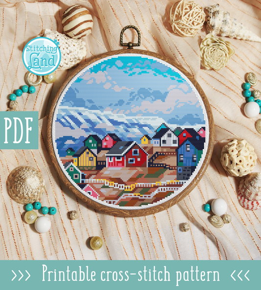 Mountain Village Cross Stitch Pattern
