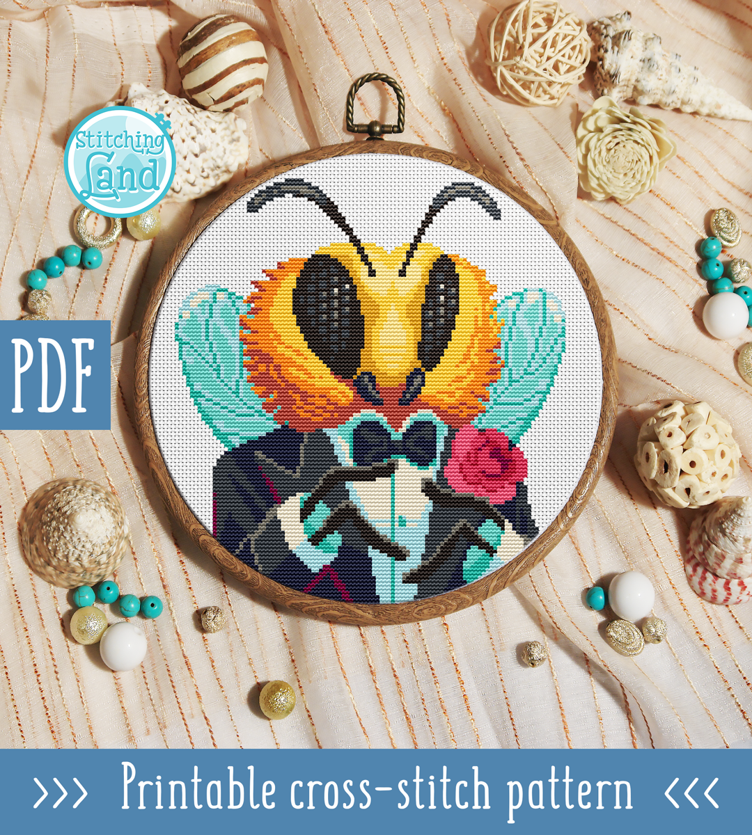Mr. Bee Cross Stitch Pattern