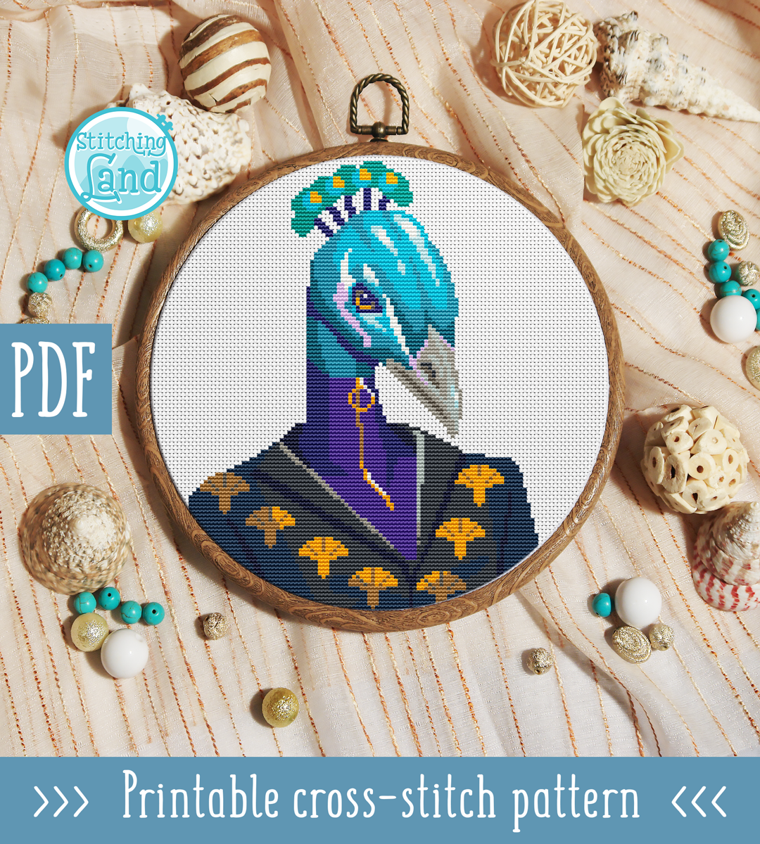 Mr. Peacock Cross Stitch Pattern