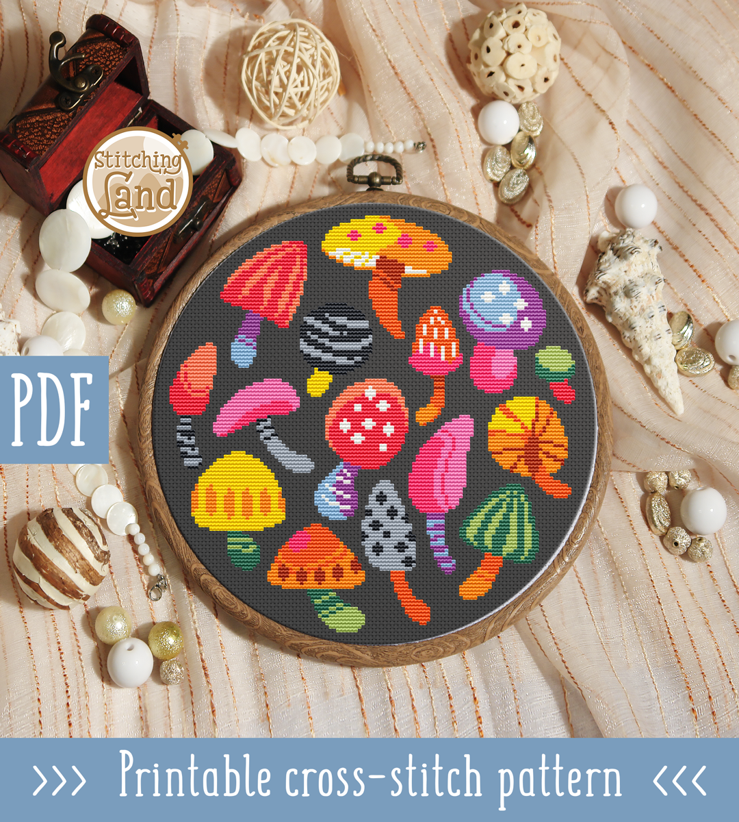 Mushrooms Cross Stitch Pattern