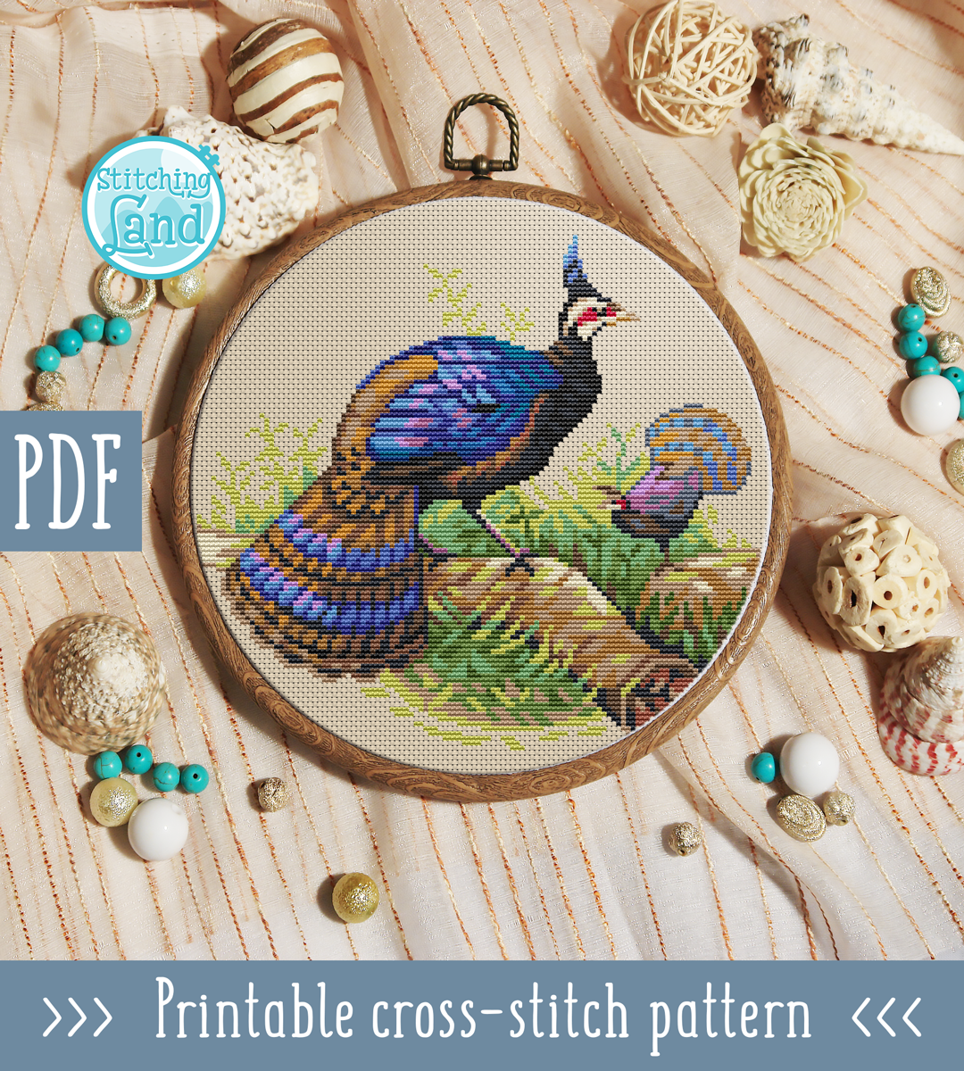 Palawan Peacock Pheasant Cross Stitch Pattern