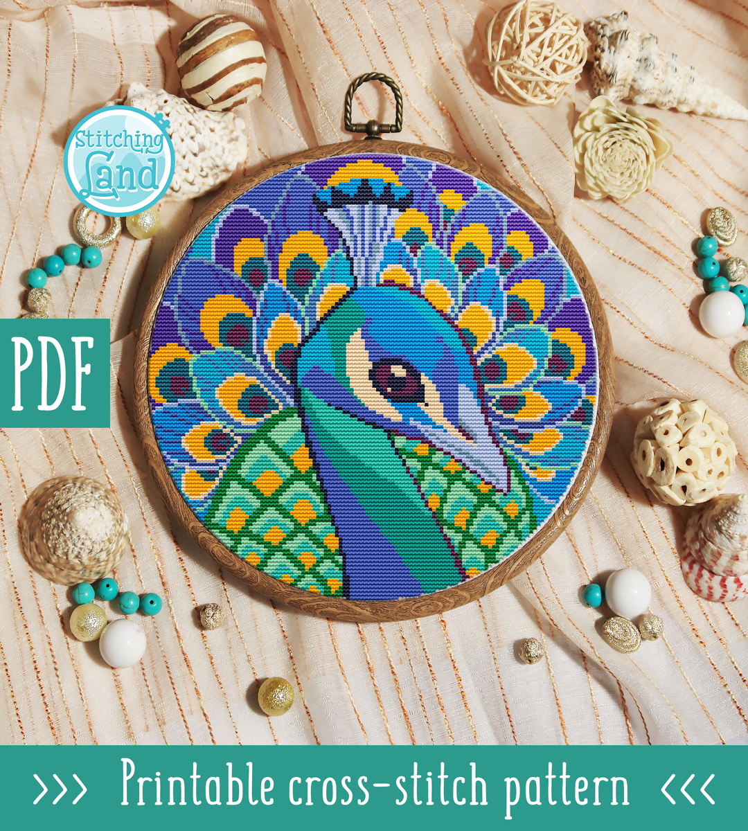 Peacock II Cross Stitch Pattern