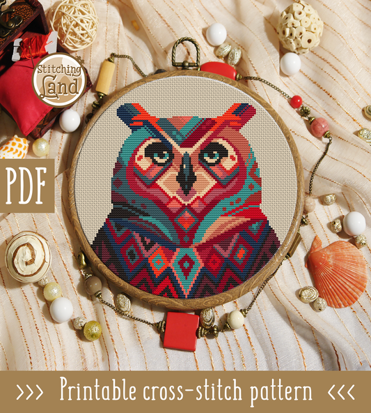 Red Owl Cross Stitch Pattern