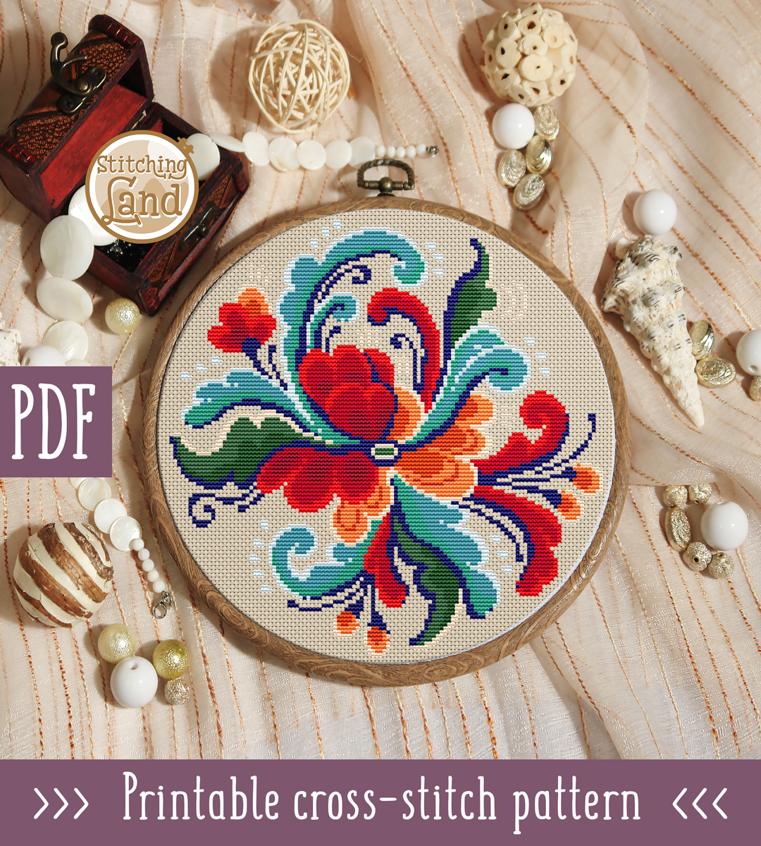 Rosemaling Cross Stitch Pattern