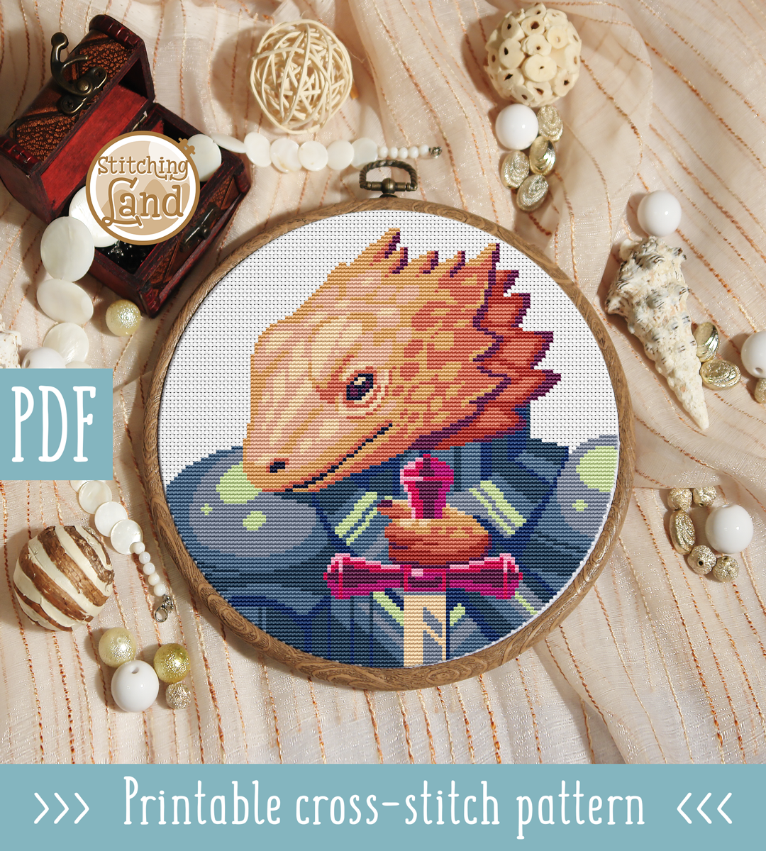 Sir Horned Lizard Cross Stitch Pattern