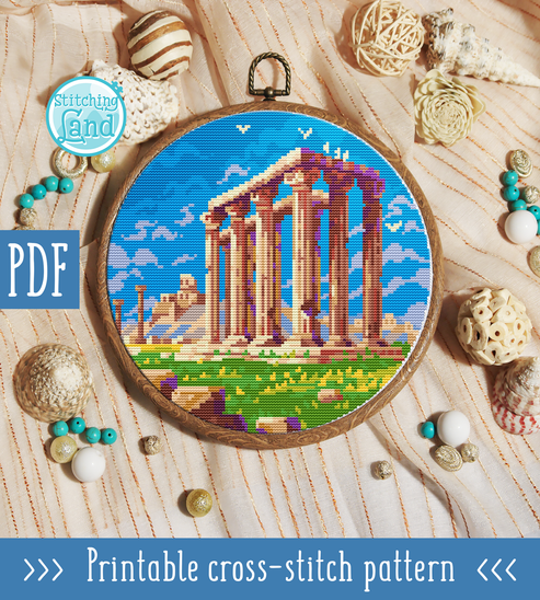 Zeus Pattern Temple Of Zeus Cross Stitch Pattern – Stitchingland