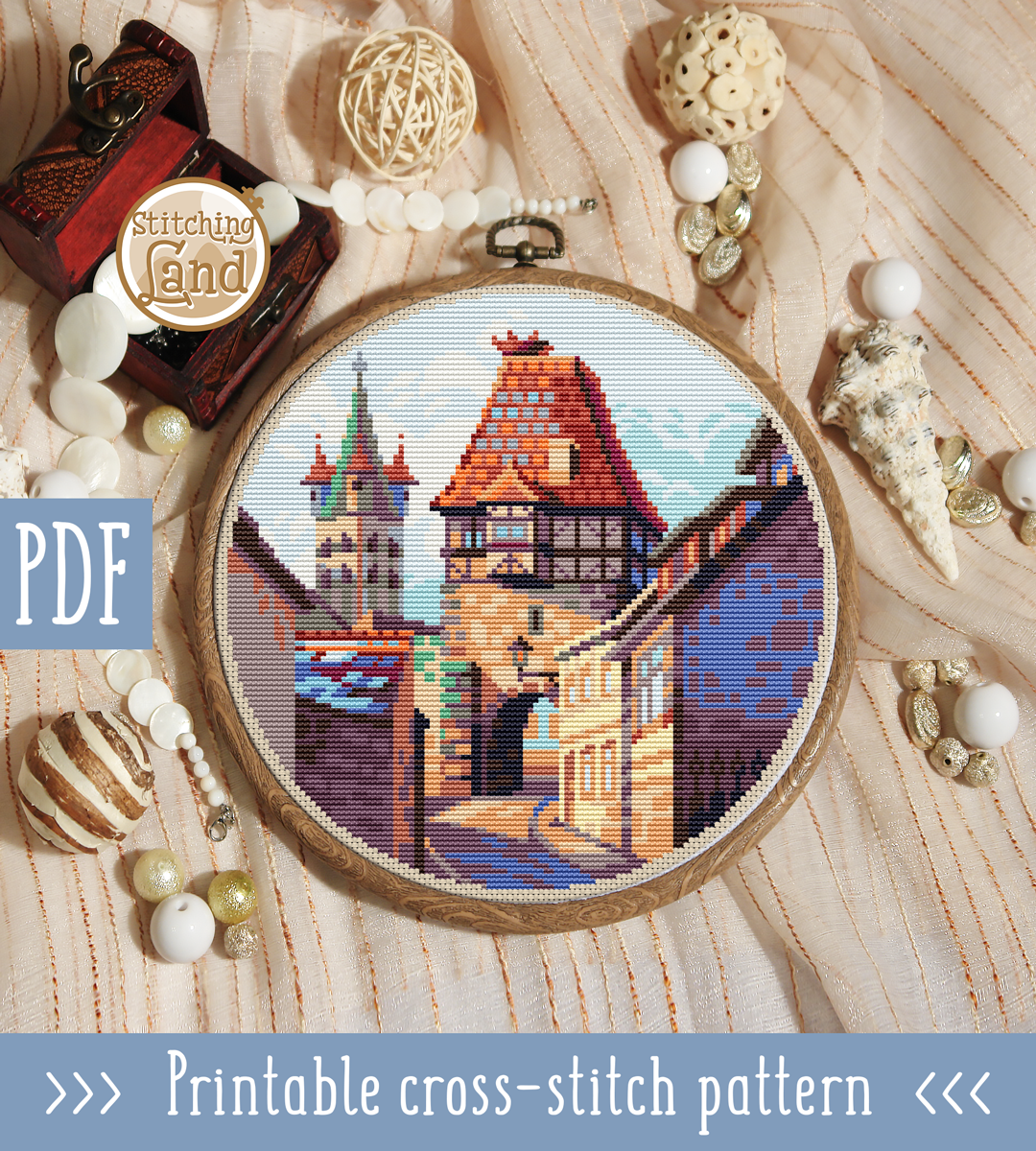 Witch Tower Castle Cross Stitch Pattern