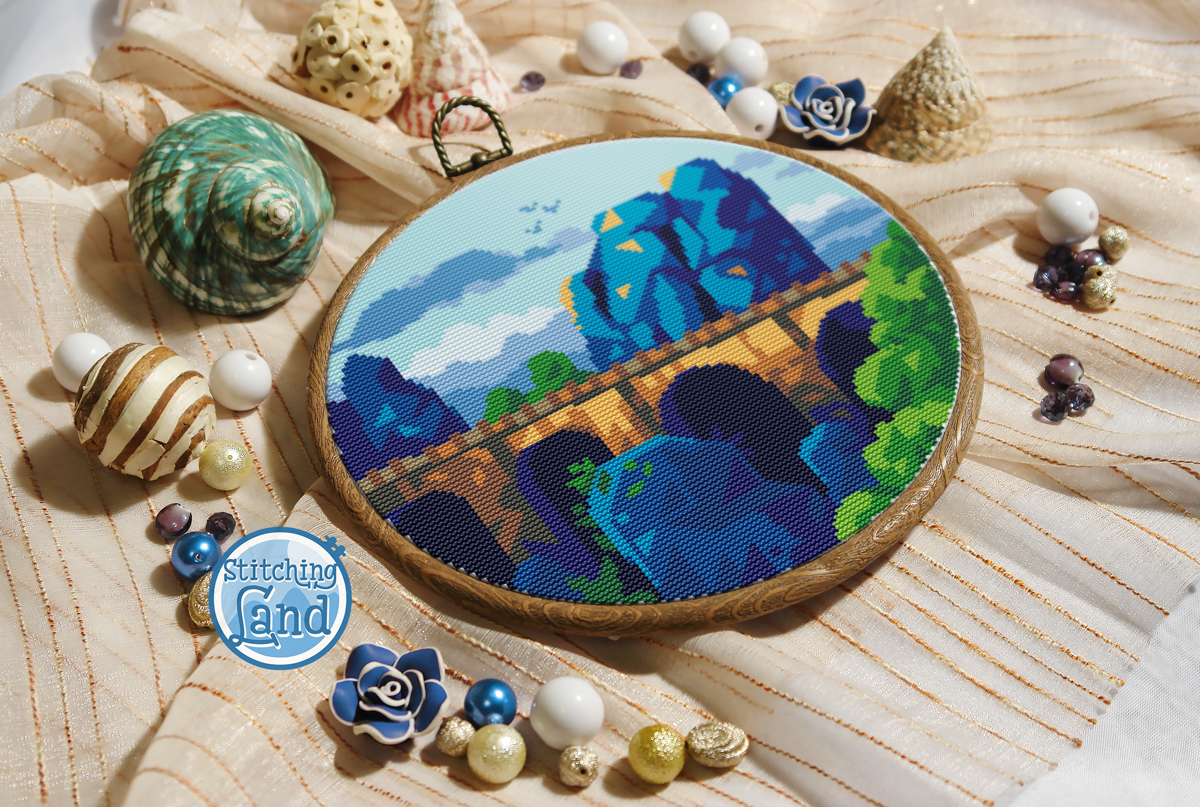 Bastei Bridge Castle Cross Stitch Pattern