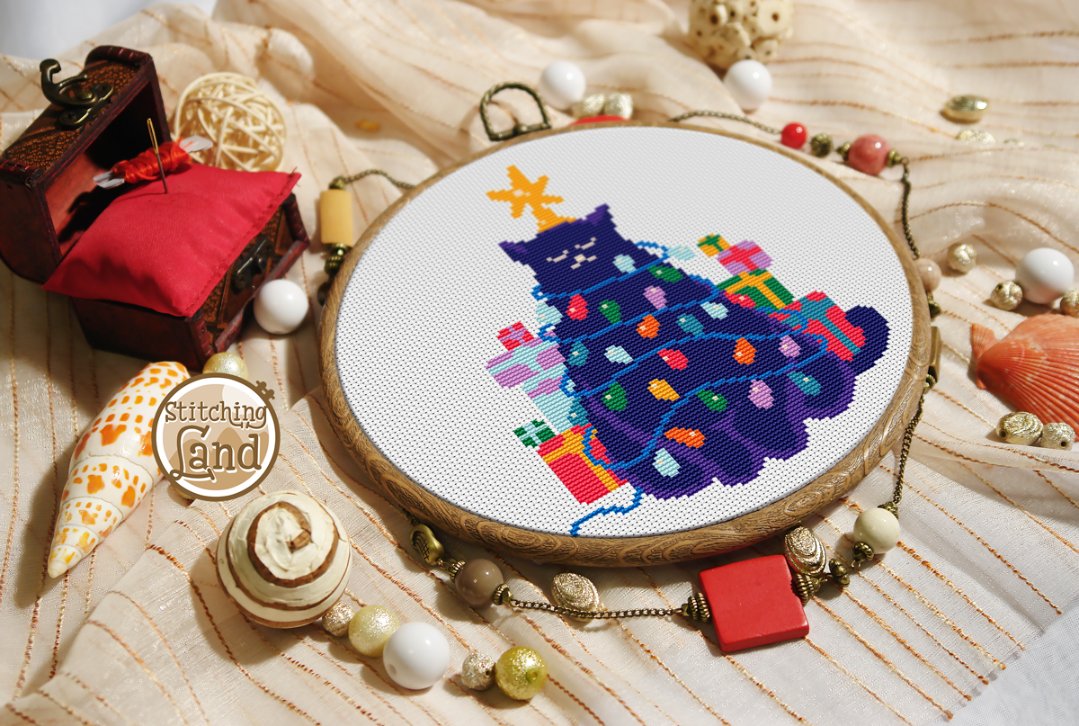 Christmas Cat Cross Stitch Pattern