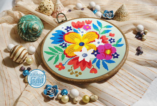 Colorful Bouquet Cross Stitch Pattern