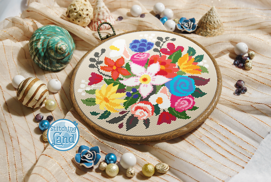 Colorful Bouquet II Cross Stitch Pattern