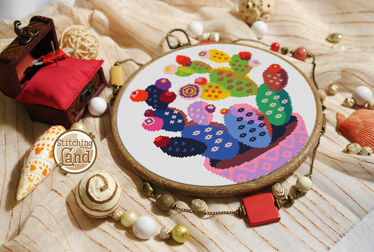 Colorful Cactus III Cross Stitch Pattern