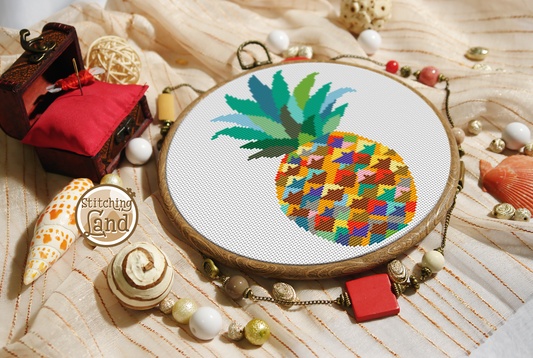 Colorful Pineapple Cross Stitch Pattern