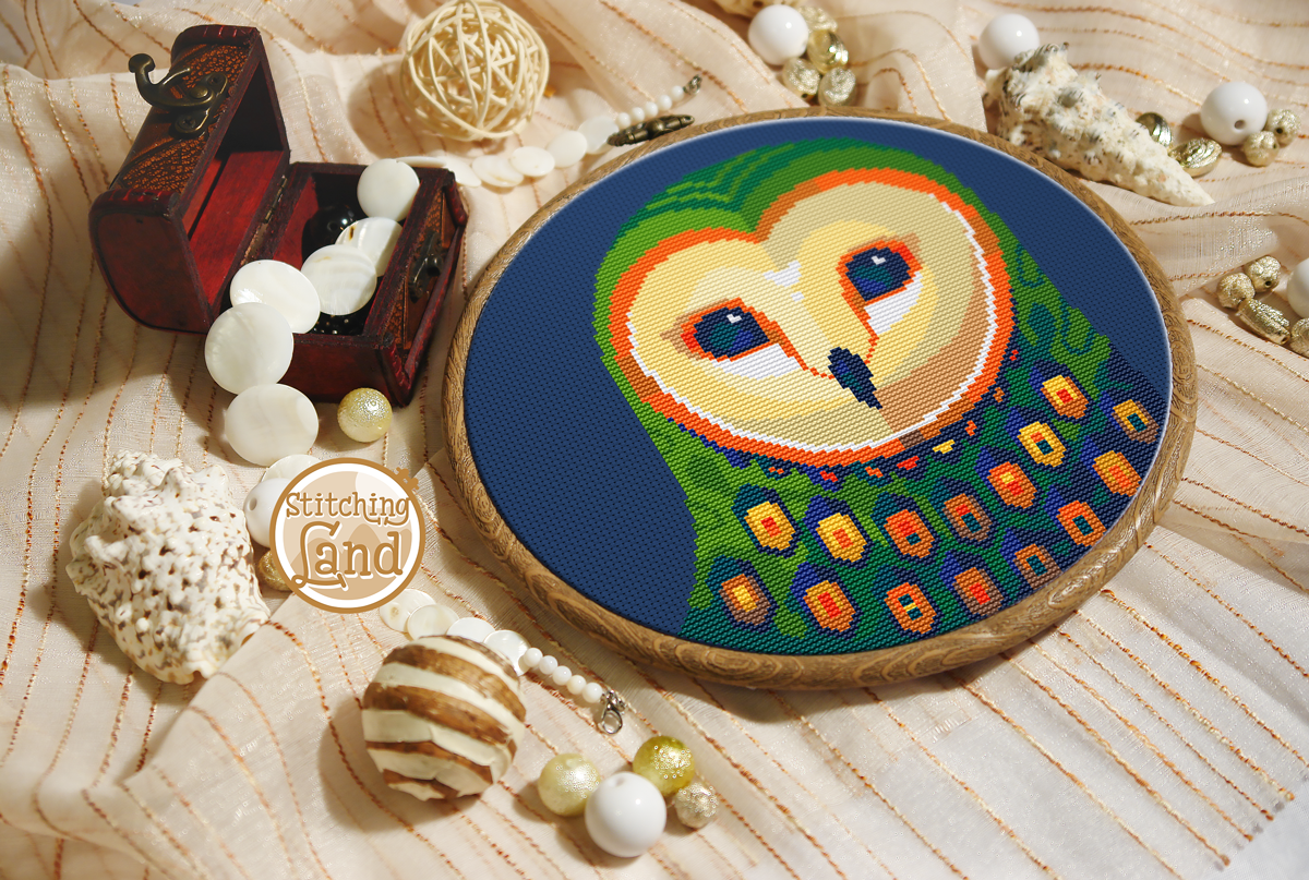 Green Owl Cross Stitch Pattern