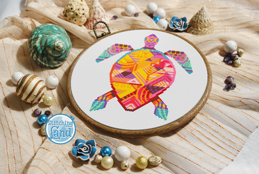 Turtle Mandala Cross Stitch Pattern