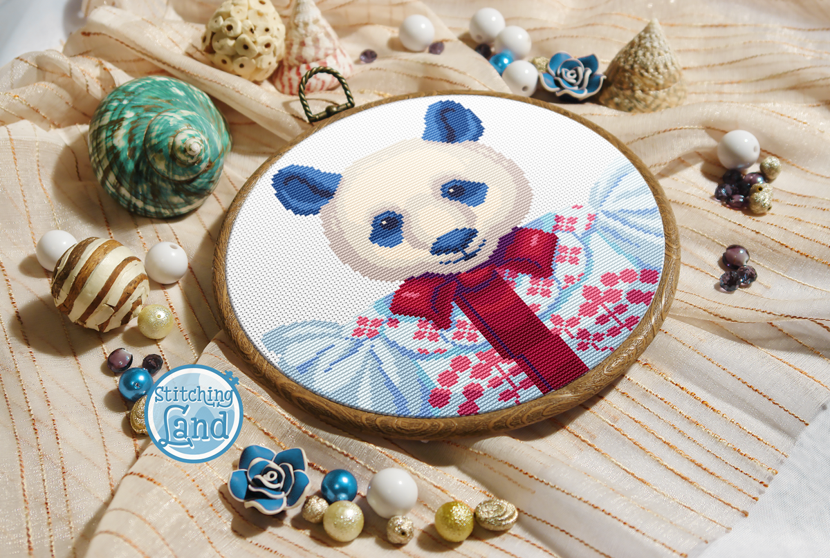 Ms. Panda Cross Stitch Pattern