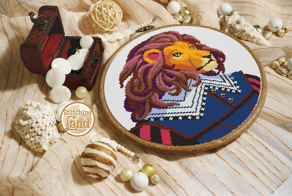 Sir Lion Cross Stitch Pattern