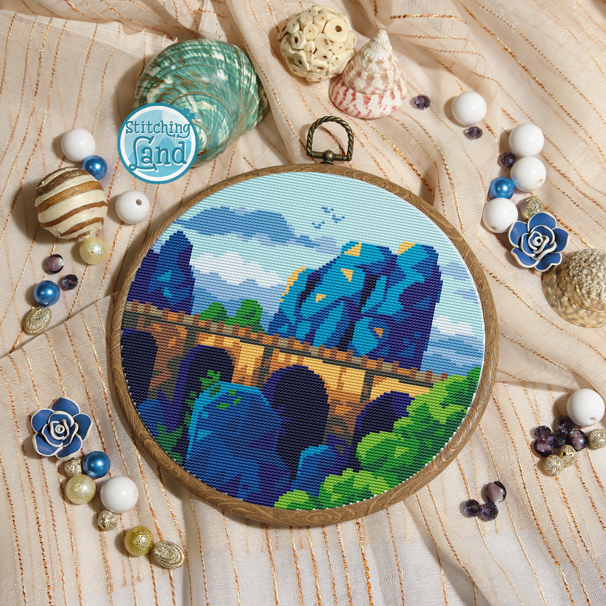 Bastei Bridge Castle Cross Stitch Pattern