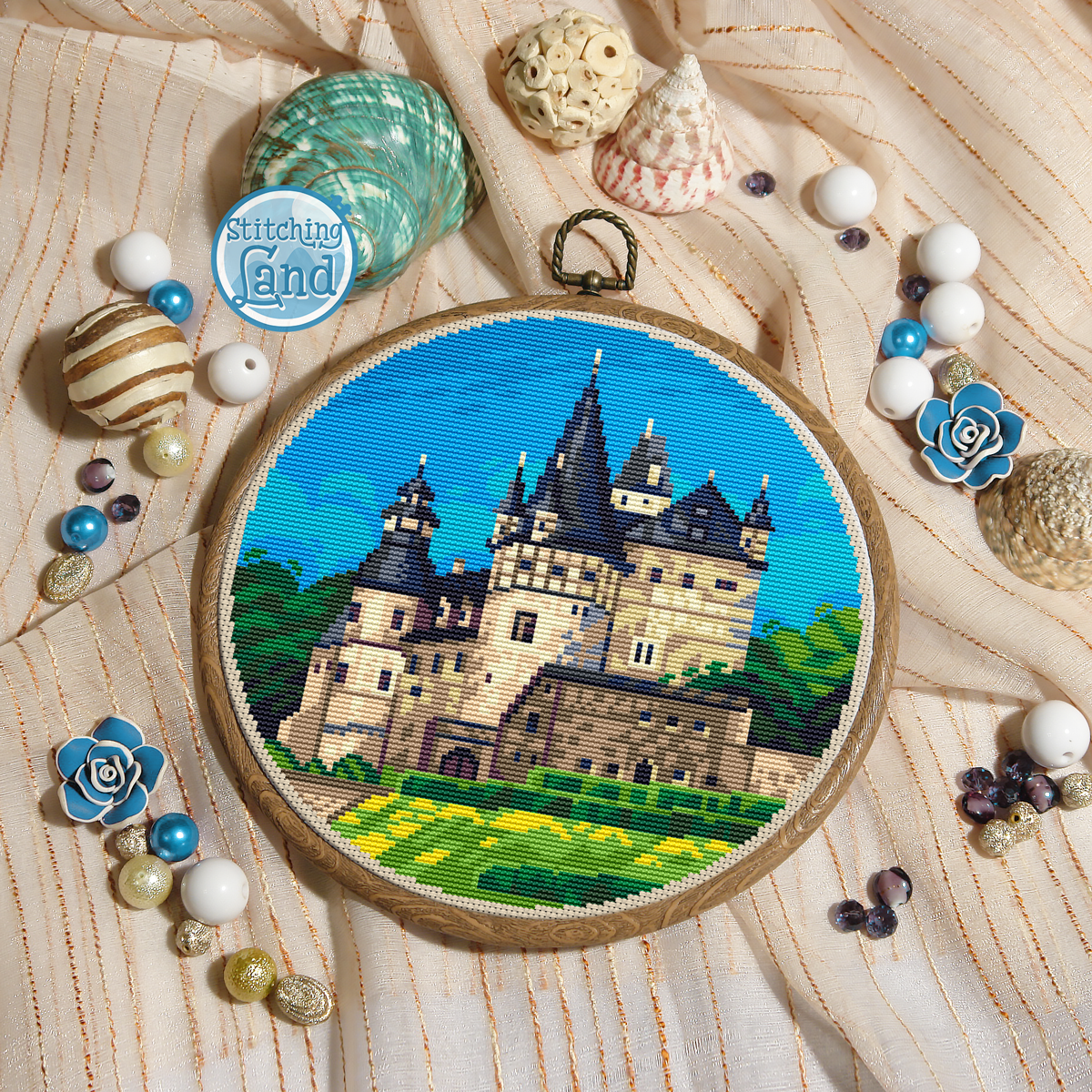 Burresheim Castle Cross Stitch Pattern