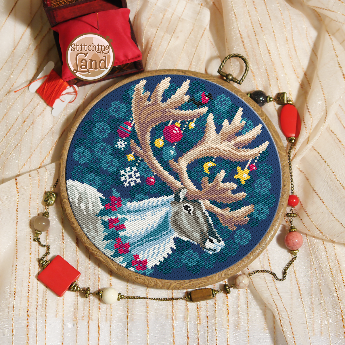 Christmas Deer II Cross Stitch Pattern