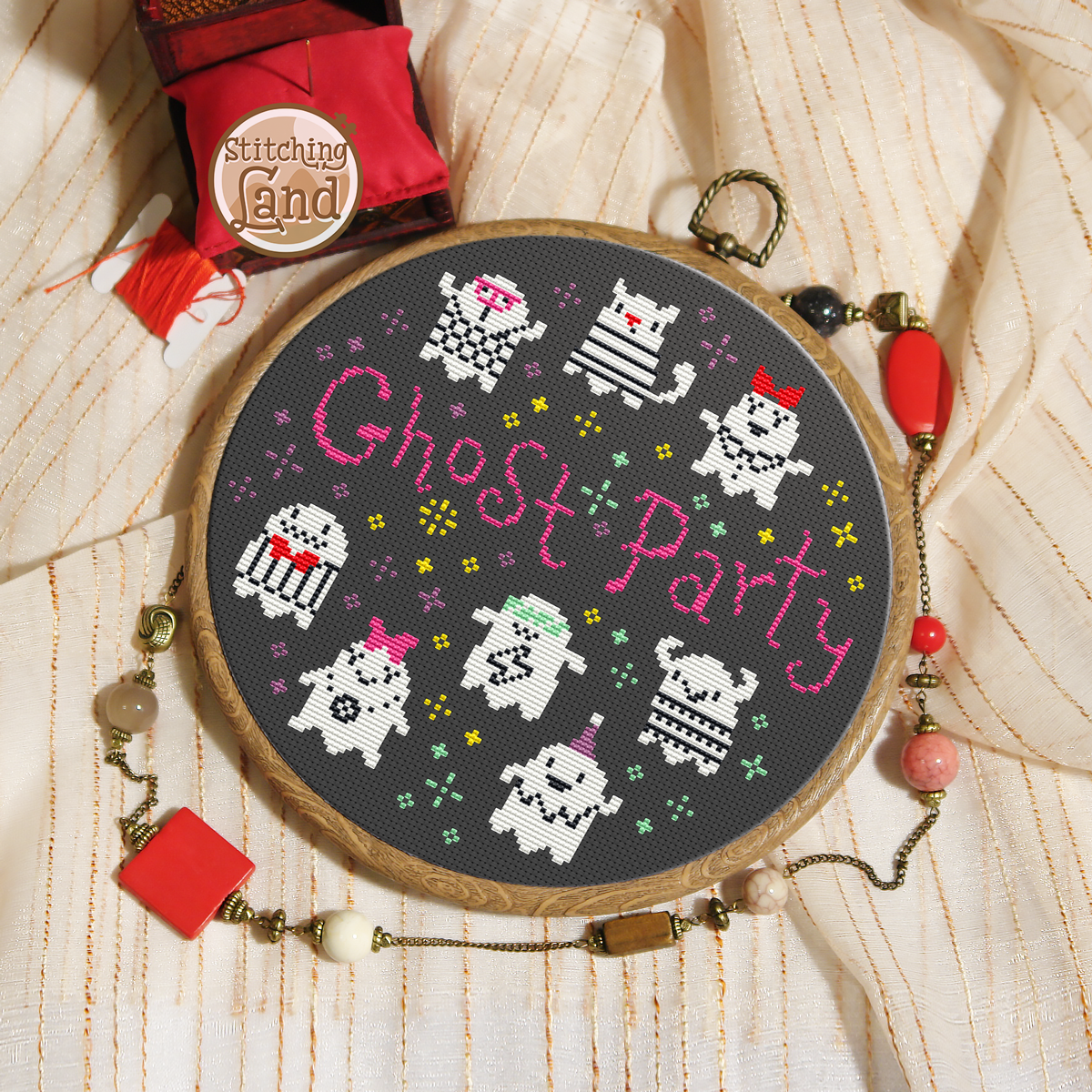Ghost Party Cross Stitch Pattern