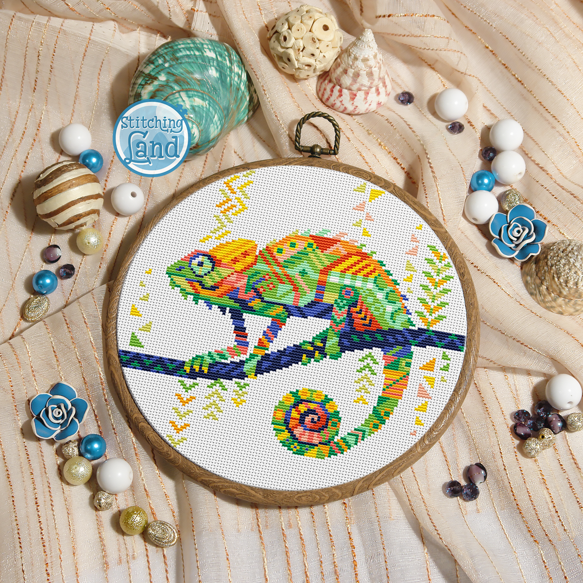 Chameleon Mandala Cross Stitch Pattern