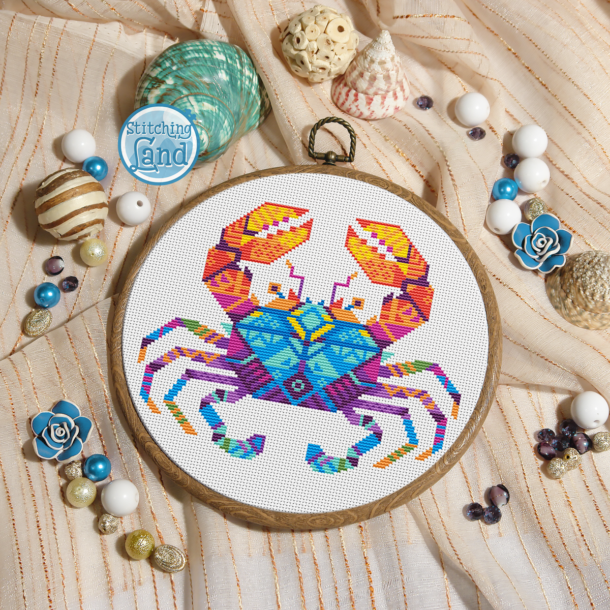 Crab Mandala Cross Stitch Pattern