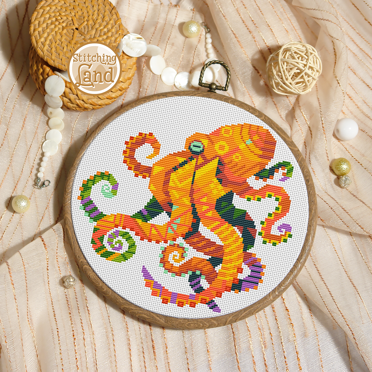 Octopus Mandala Cross Stitch Pattern