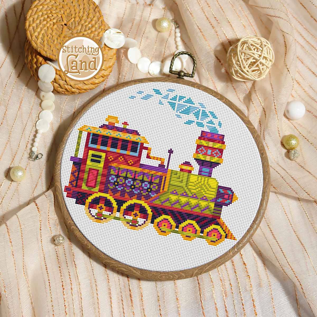 Train Mandala Cross Stitch Pattern