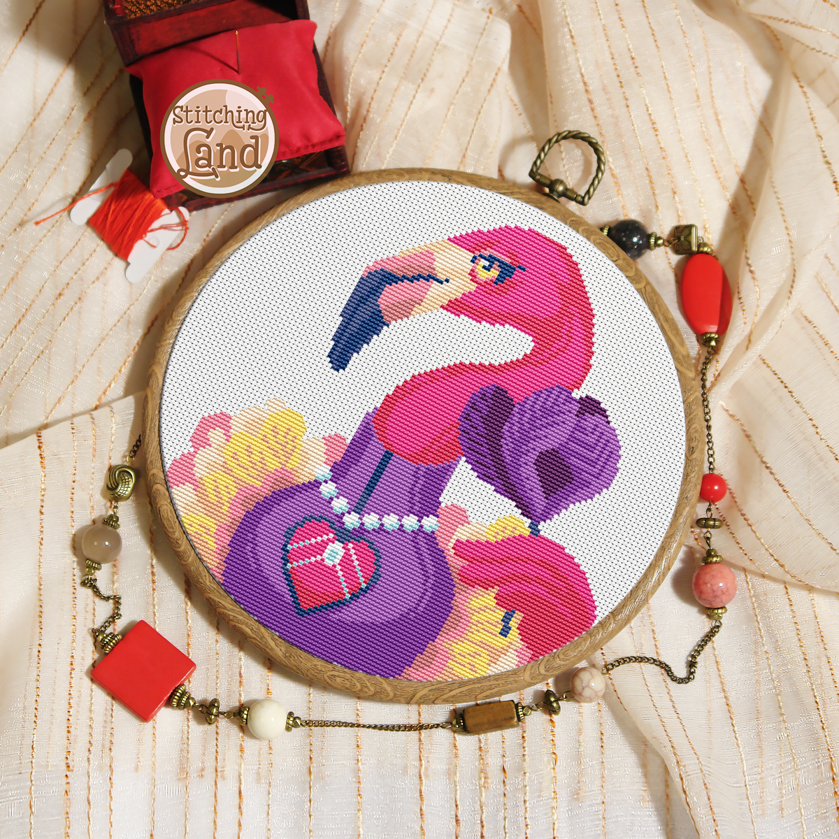 Ms. Flamingo Cross Stitch Pattern