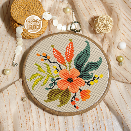 Orange Flowers III Cross Stitch Pattern