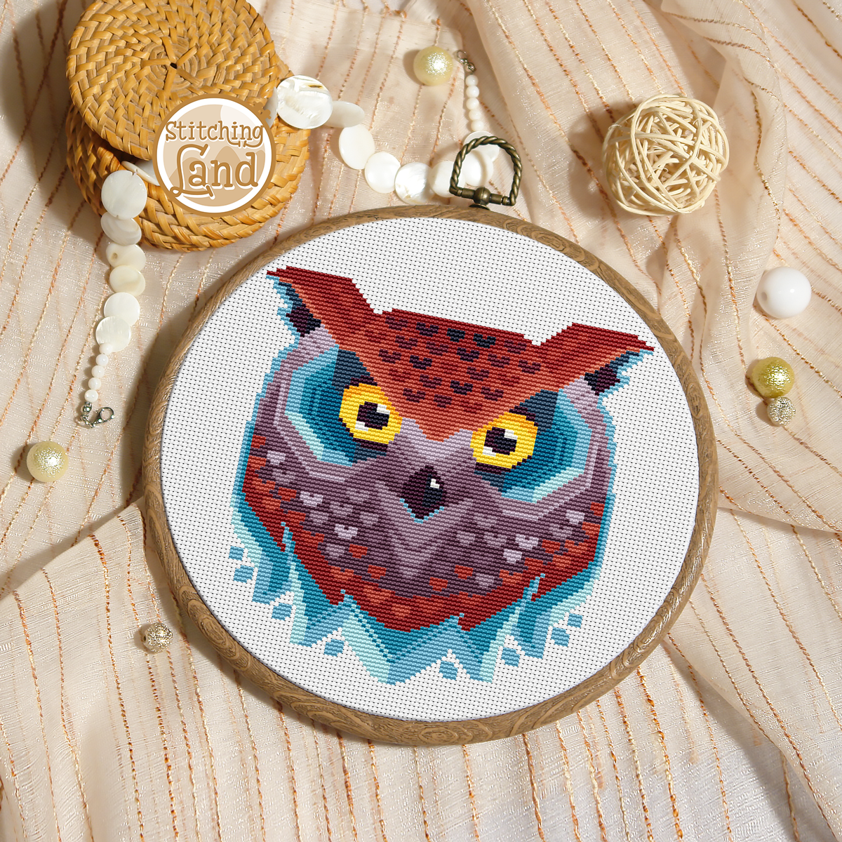 Owl Mandala Cross Stitch Pattern