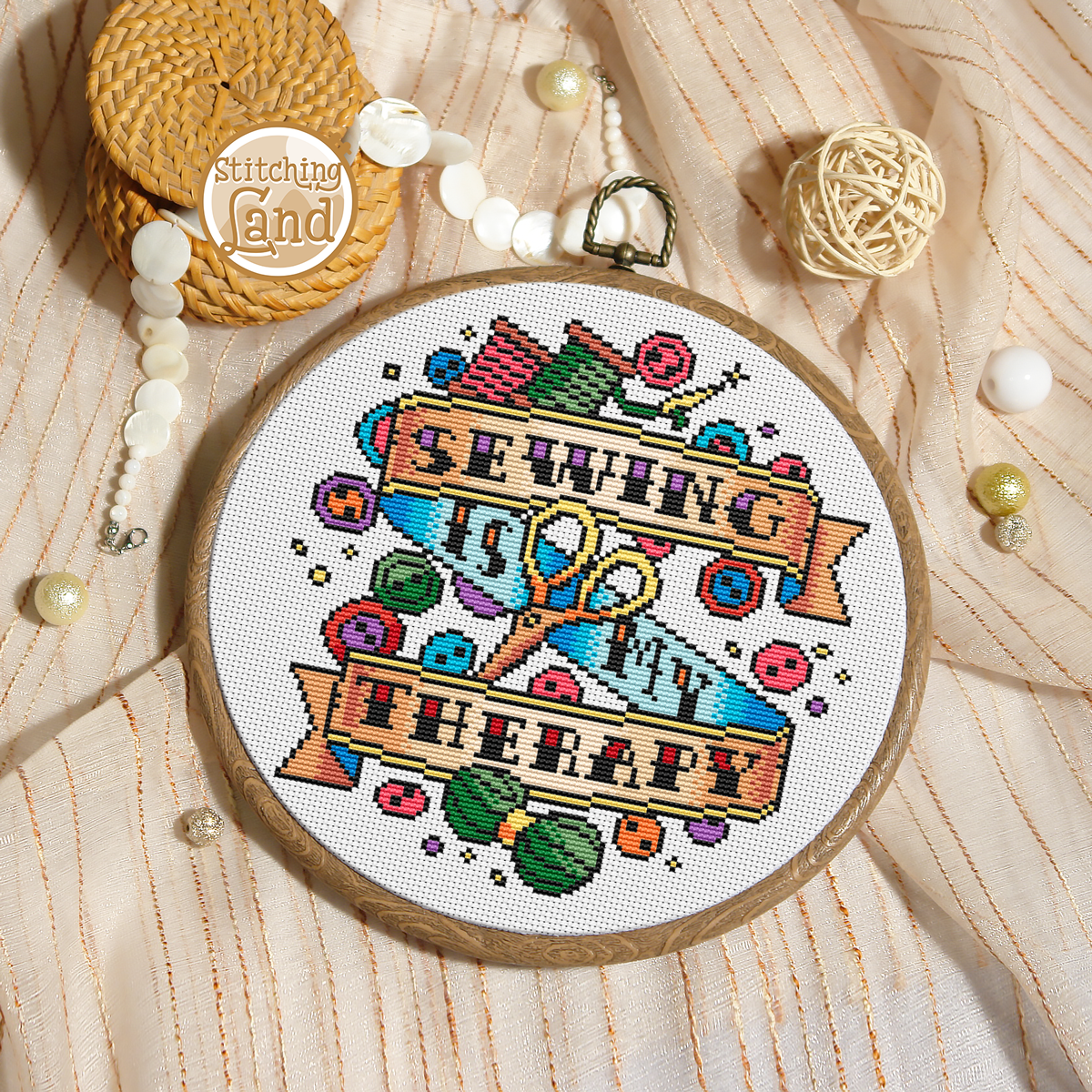 Sewing Is My Therapy Cross Stitch Pattern