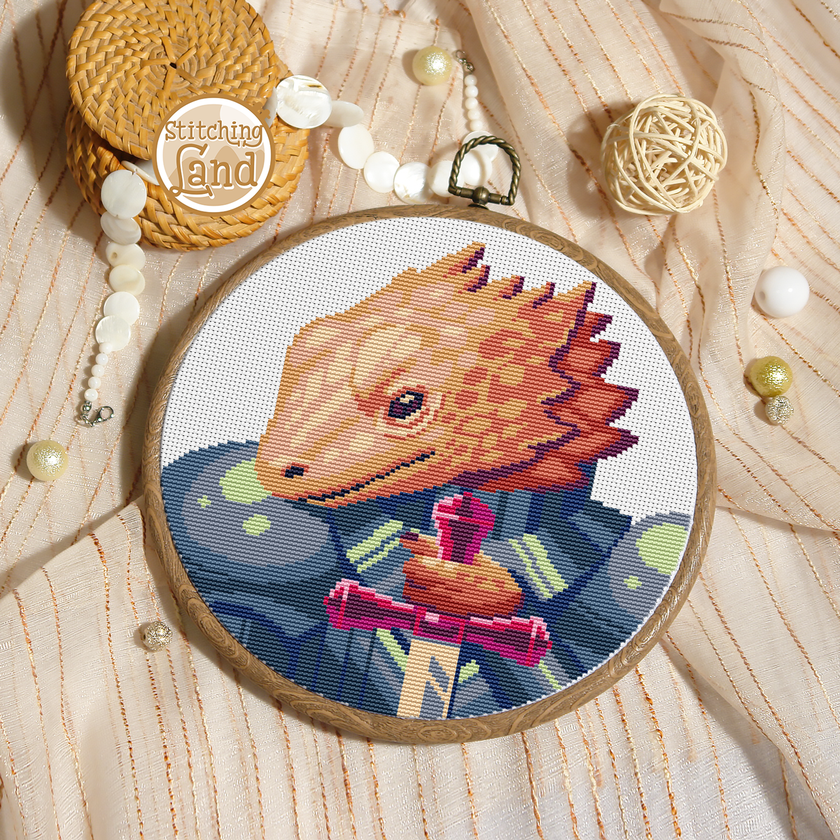 Sir Horned Lizard Cross Stitch Pattern